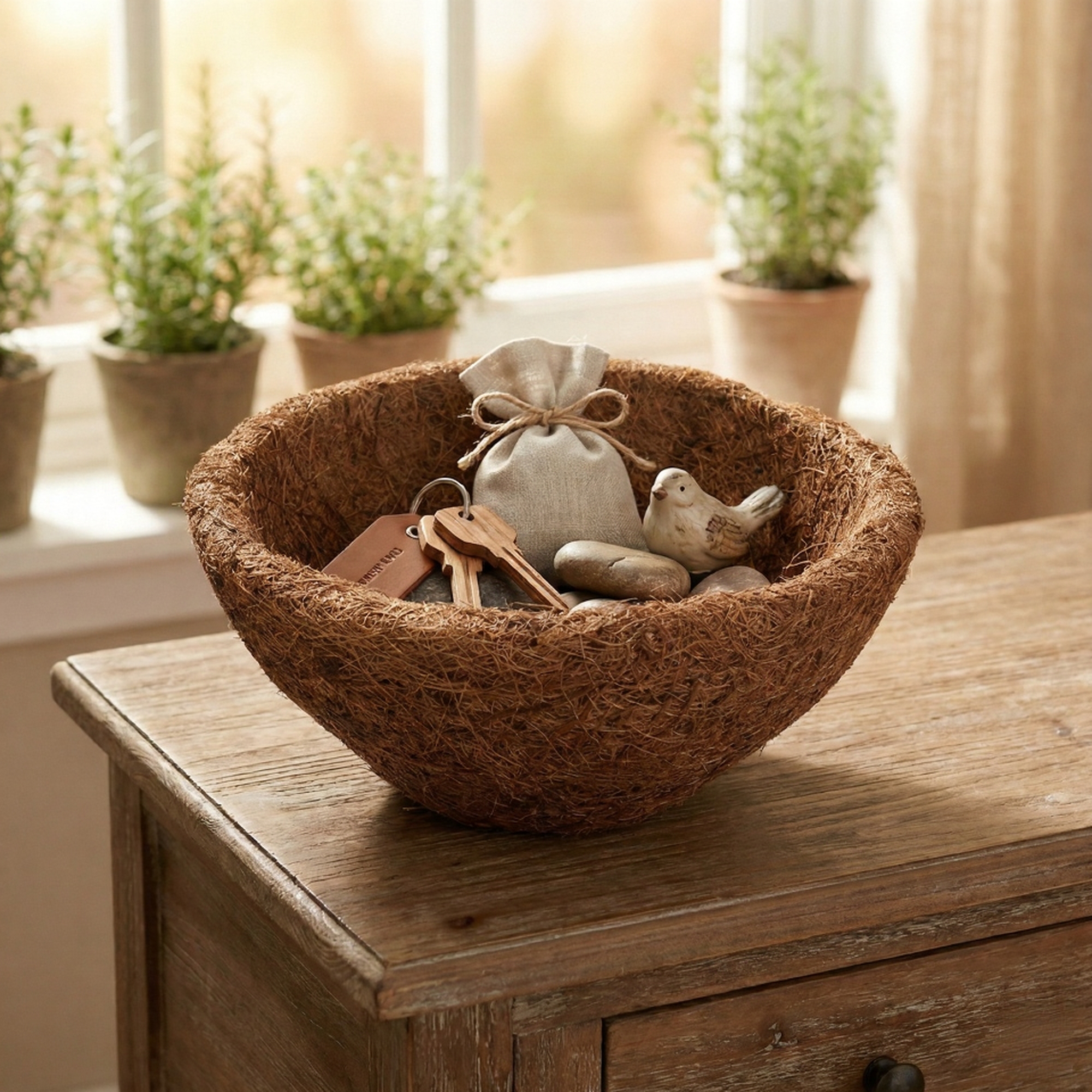 Tigela decorativa de fibra de coco